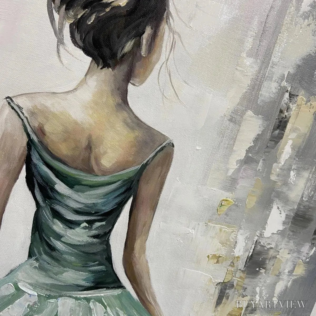 ARTOVITAS Emerald Grace – Elegant Woman in Green Dress, Vertical Canvas, Figurative - image 6