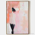ARTOVITAS Pink Abstract – Figurative Painting, Pastel , Modern Decor, Vertical Canvas - image 1