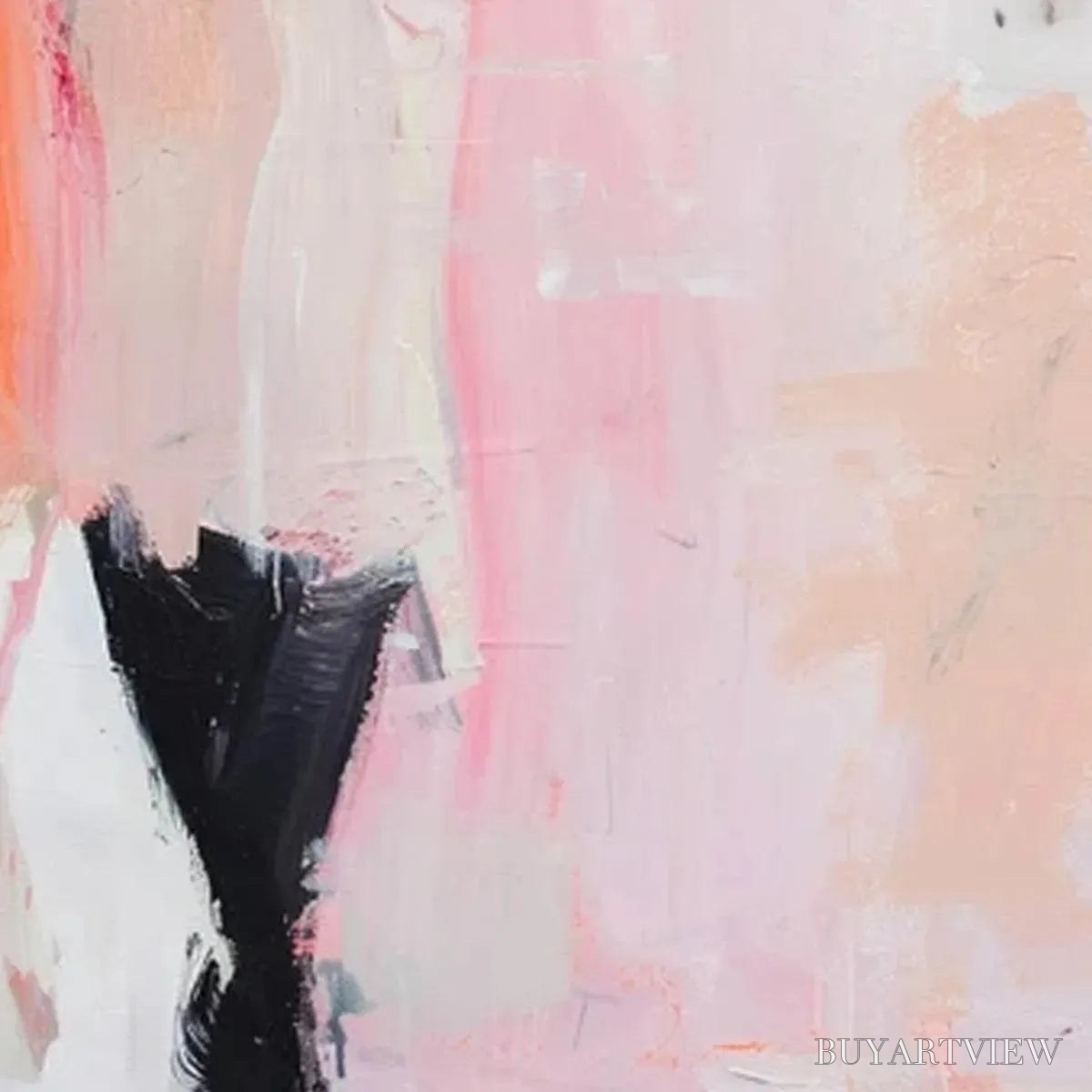 ARTOVITAS Pink Abstract – Figurative Painting, Pastel , Modern Decor, Vertical Canvas - image 5
