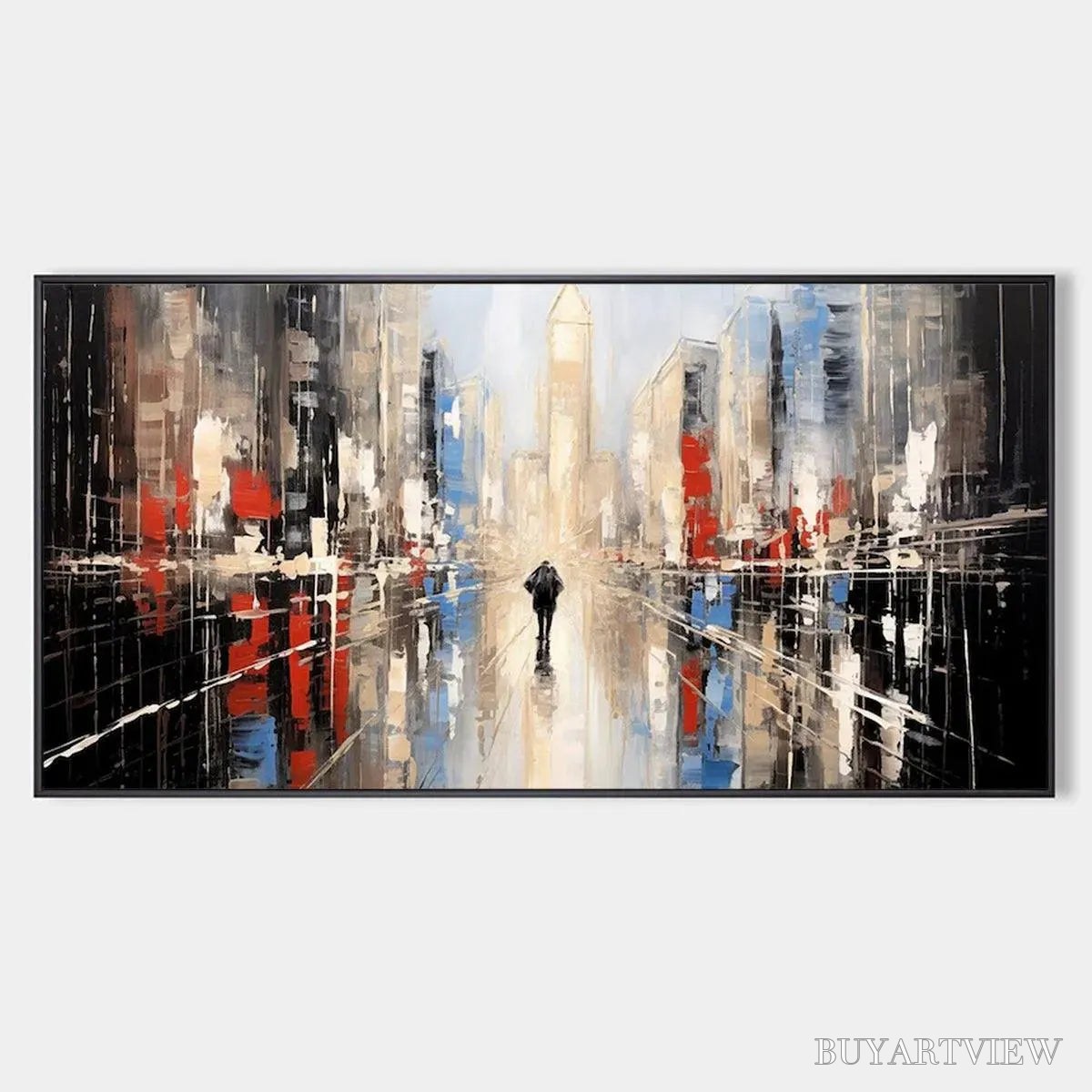ARTOVITAS Urban Solitude – Minimalist Cityscape Painting - image 1