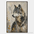 ARTOVITAS Grey Alpha – Textured Wolf Portrait Painting - image 1