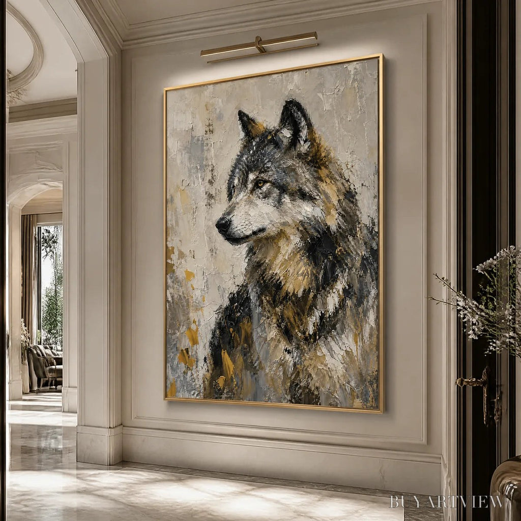 ARTOVITAS Grey Alpha – Textured Wolf Portrait Painting - image 4
