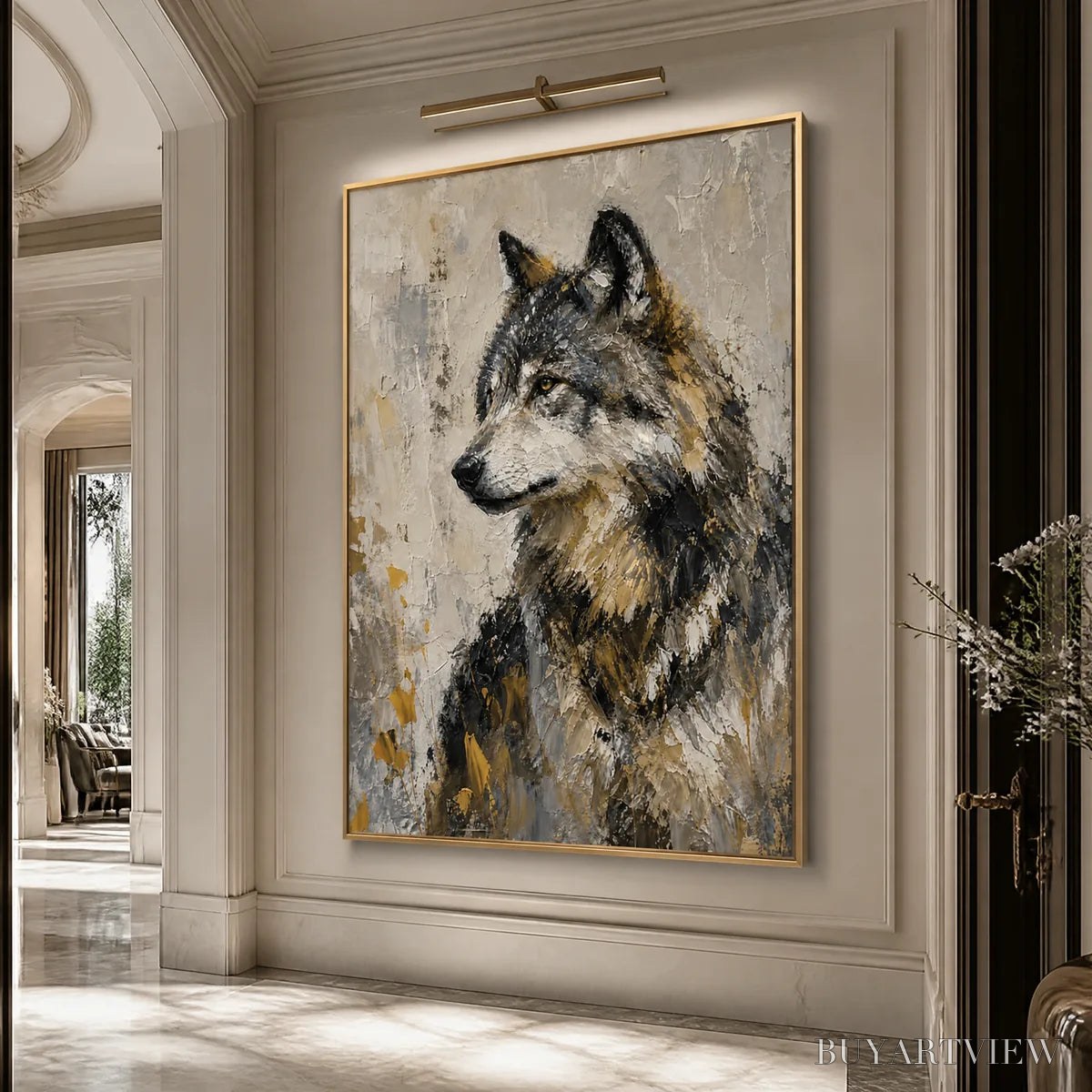 ARTOVITAS Grey Alpha – Textured Wolf Portrait Painting - image 4