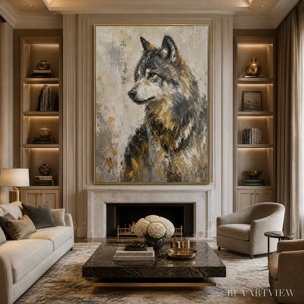 ARTOVITAS Grey Alpha – Textured Wolf Portrait Painting - image 5