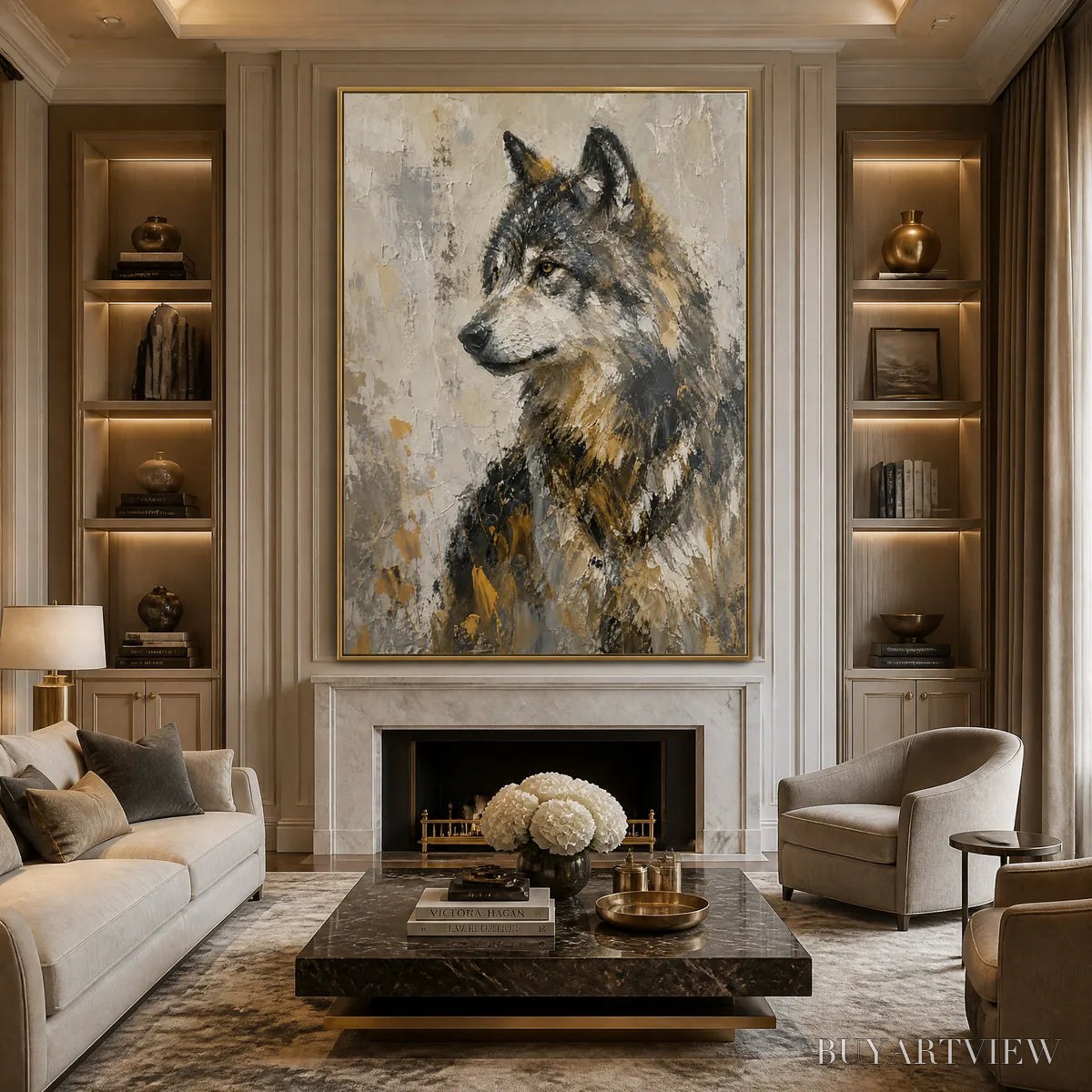 ARTOVITAS Grey Alpha – Textured Wolf Portrait Painting - image 5