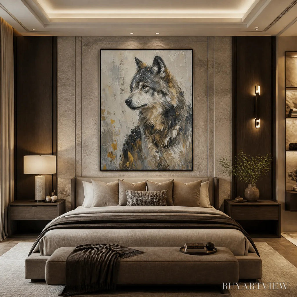 ARTOVITAS Grey Alpha – Textured Wolf Portrait Painting - image 6