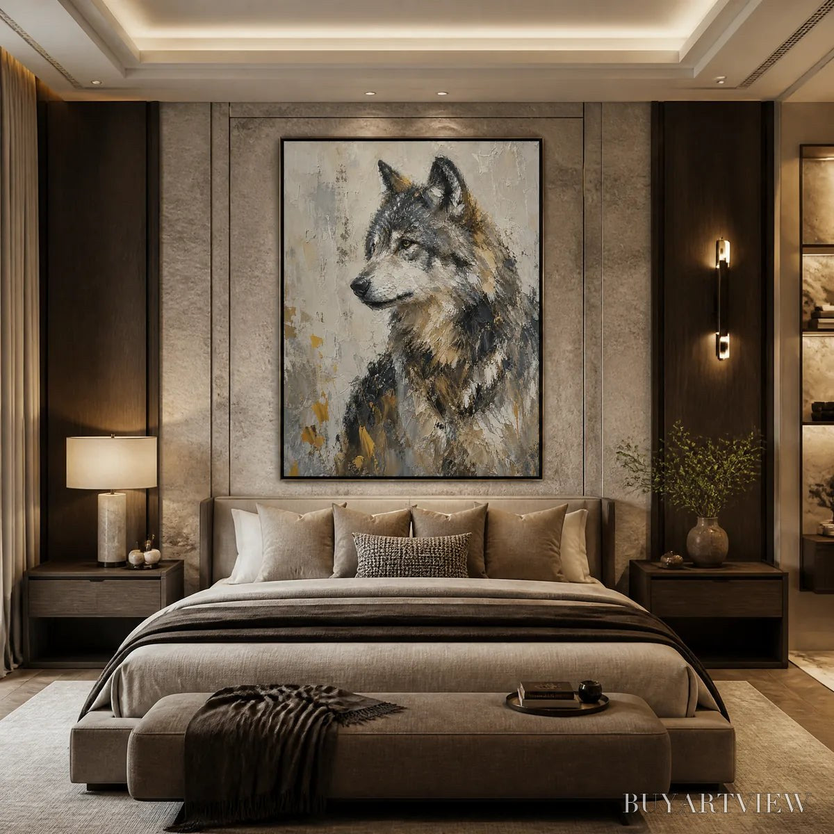 ARTOVITAS Grey Alpha – Textured Wolf Portrait Painting - image 6