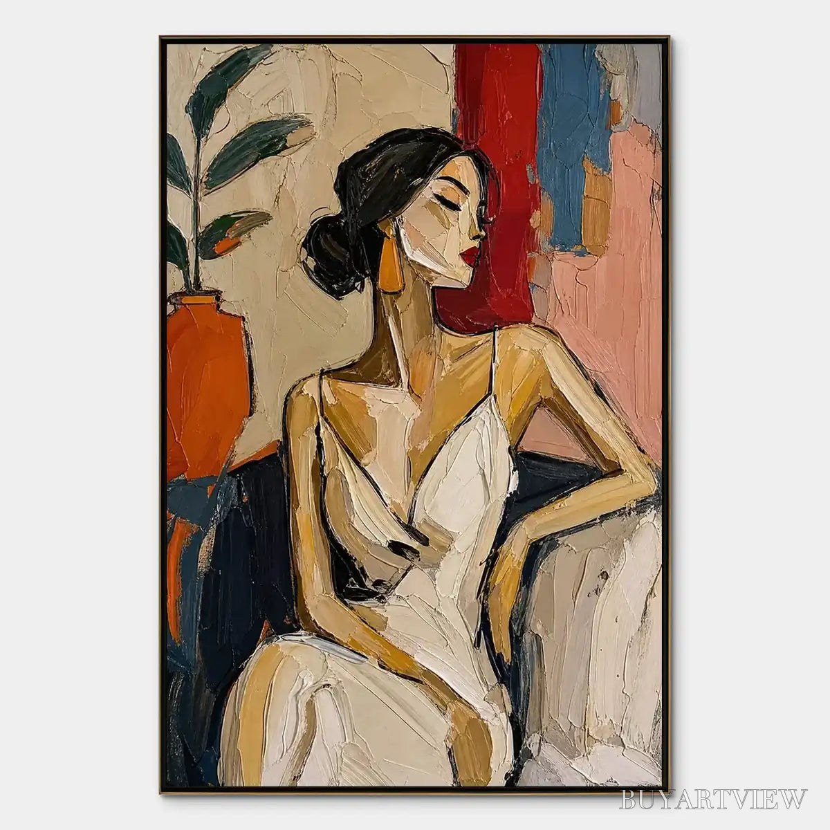 ARTOVITAS Elegant Flame – Elegant Woman Figurative Painting - image 1
