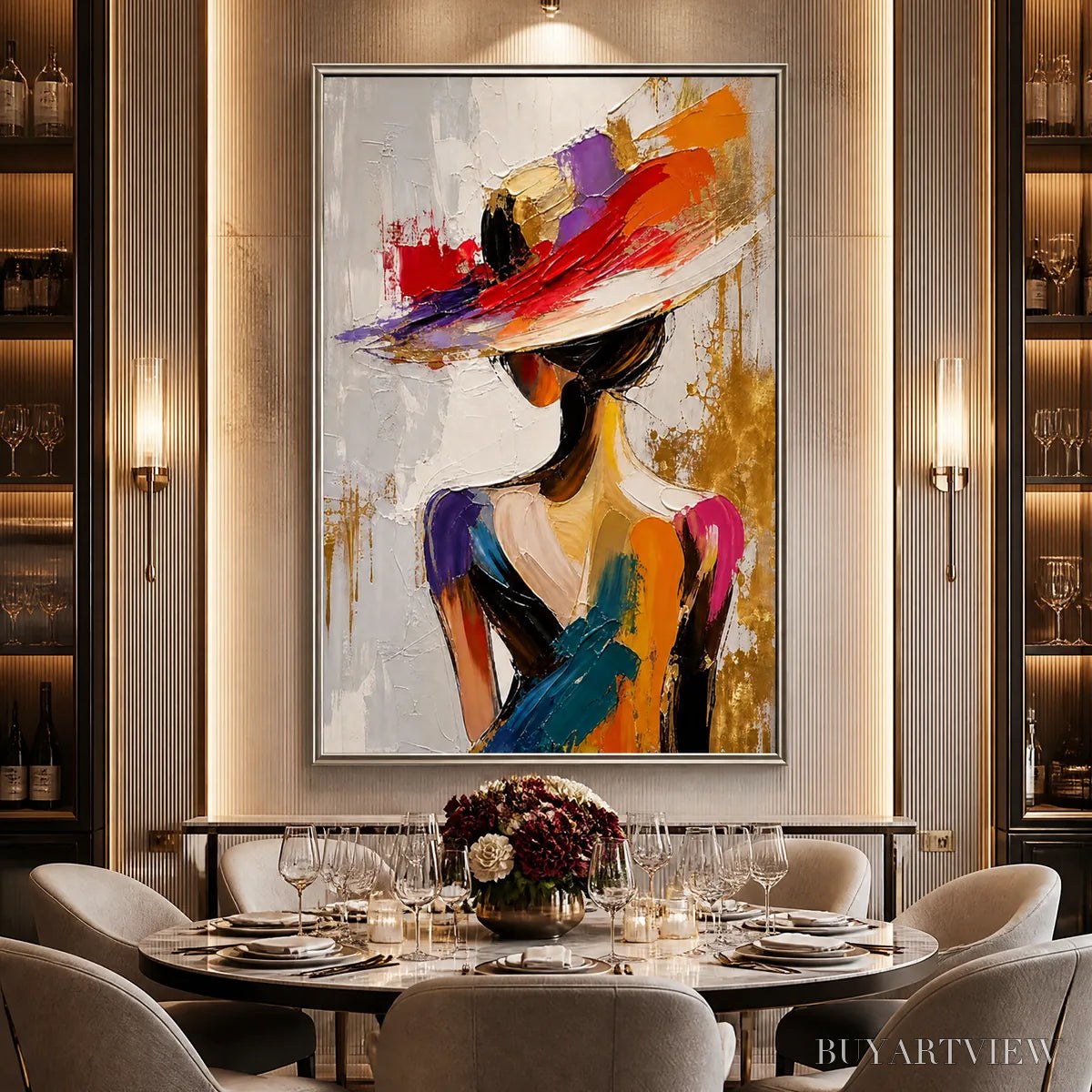 ARTOVITAS Runway Bloom – Colorful Fashion Portrait Painting - image 2