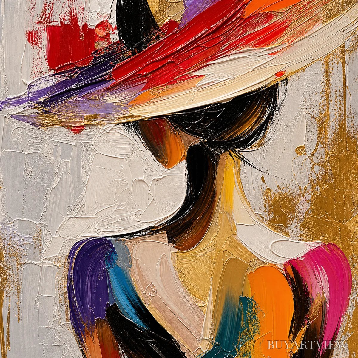ARTOVITAS Runway Bloom – Colorful Fashion Portrait Painting - image 3