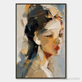 ARTOVITAS Quiet Gaze – Textured Female Portrait Painting - image 1