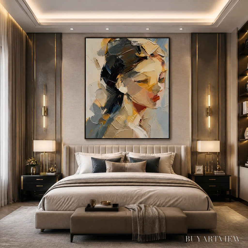 ARTOVITAS Quiet Gaze – Textured Female Portrait Painting - image 6