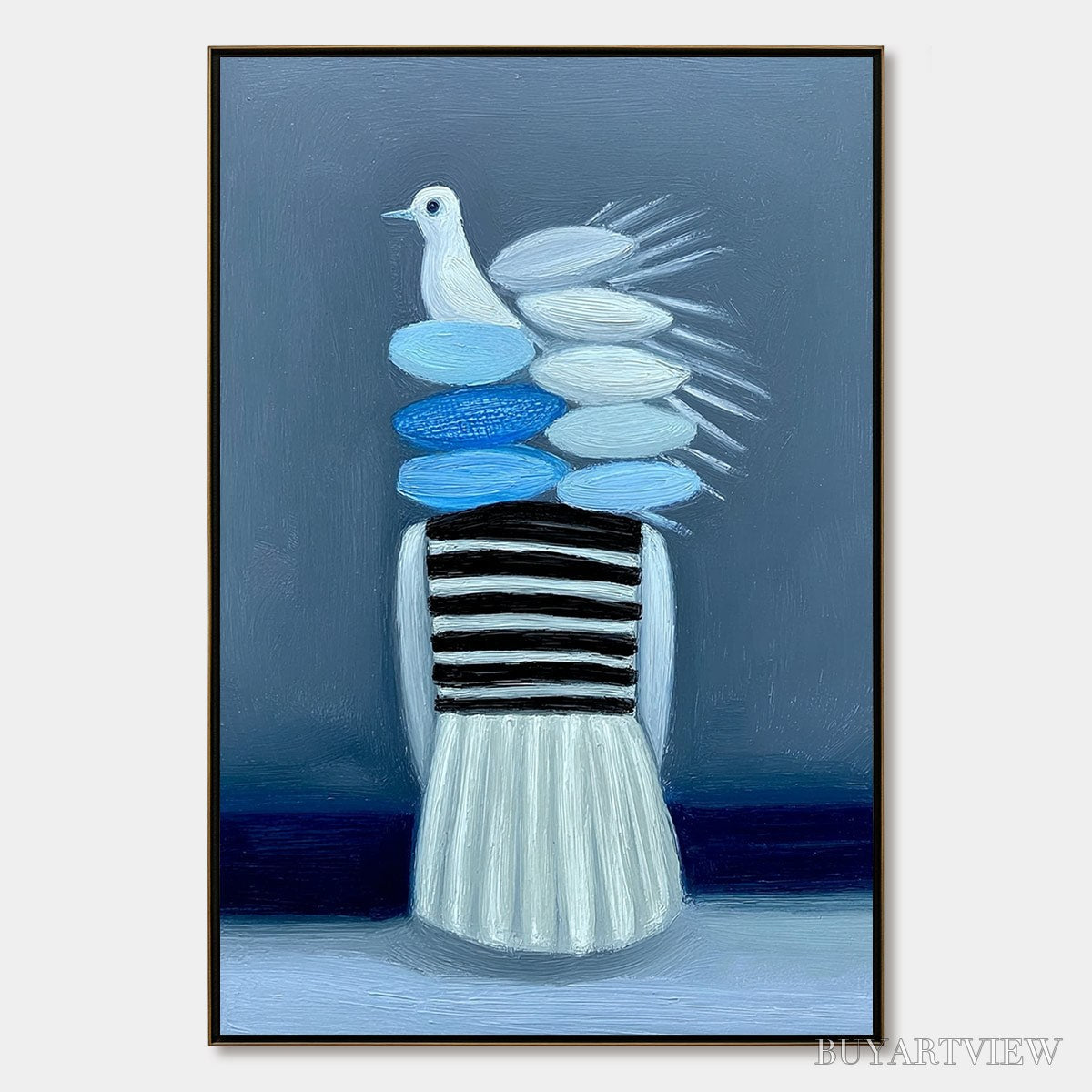 ARTOVITAS Mind'S Flight – Textured Figurative Painting with Dove Motif - image 1