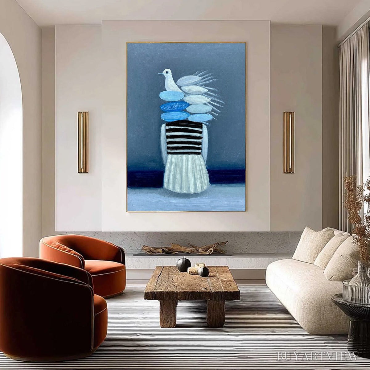 ARTOVITAS Mind'S Flight – Textured Figurative Painting with Dove Motif - image 2