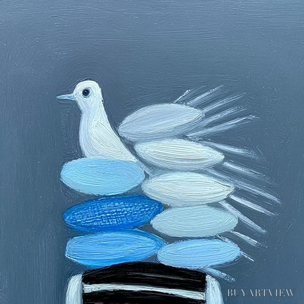 ARTOVITAS Mind'S Flight – Textured Figurative Painting with Dove Motif - image 3