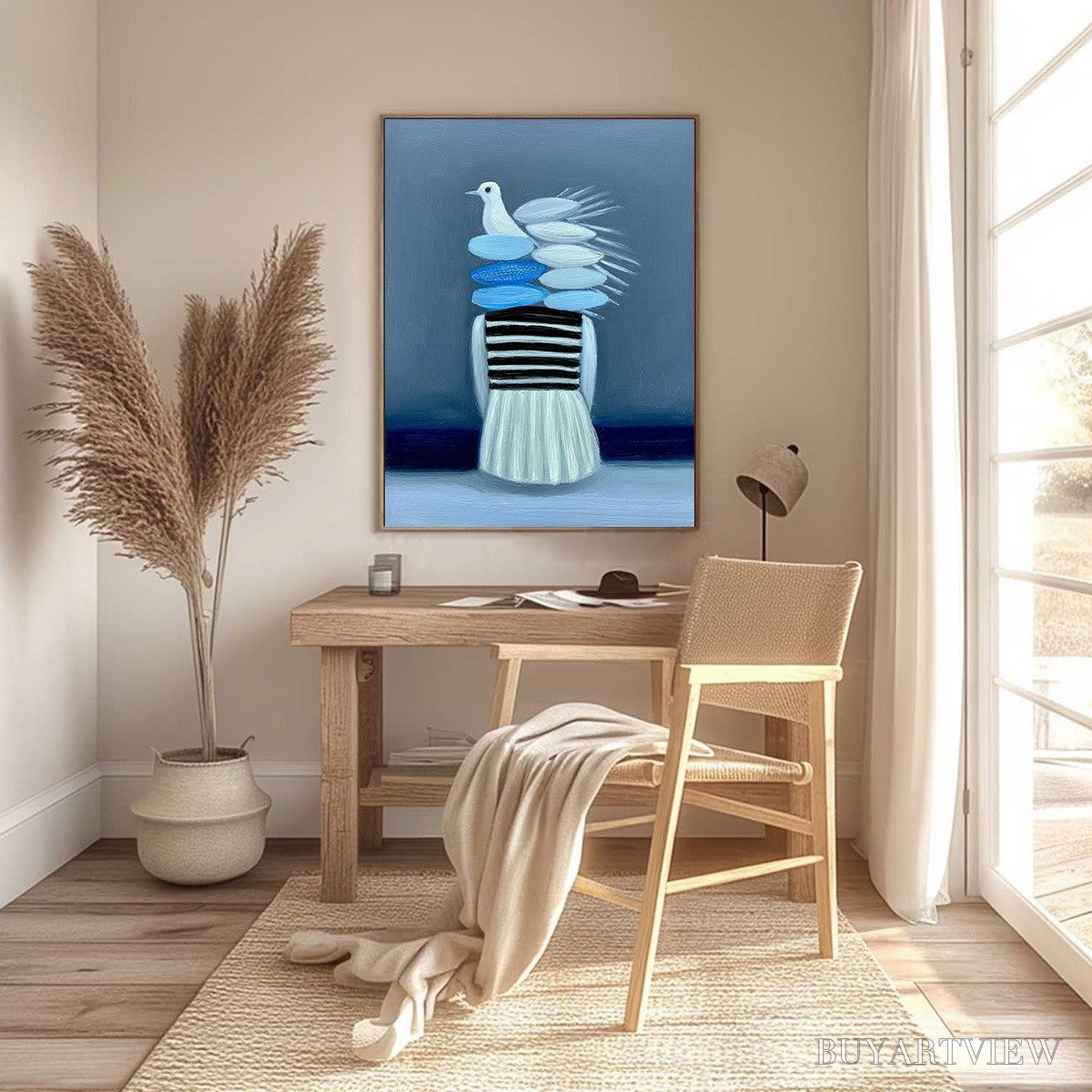 ARTOVITAS Mind'S Flight – Textured Figurative Painting with Dove Motif - image 4
