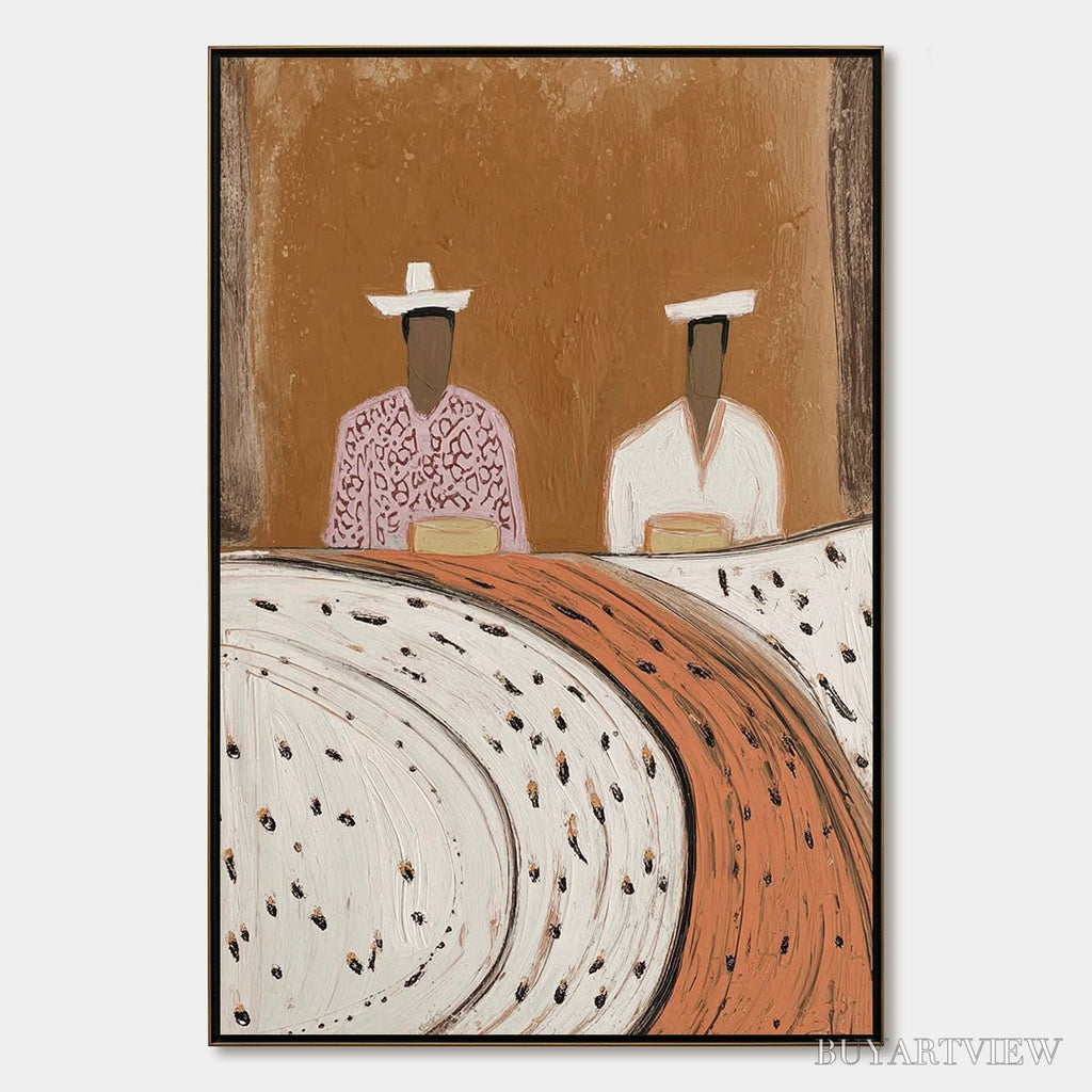 ARTOVITAS Kindred Spirits – Textured Wabi-Sabi Abstract Portrait Painting - image 1