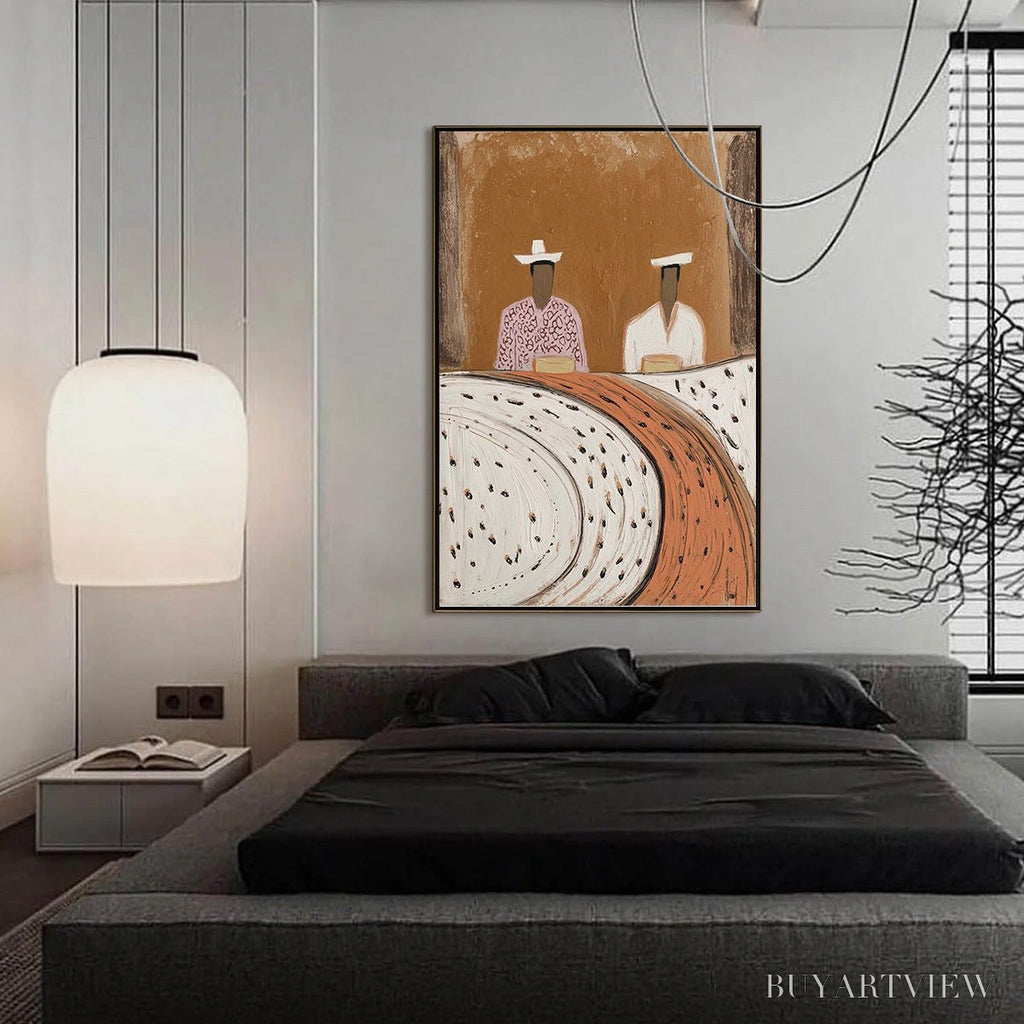 ARTOVITAS Kindred Spirits – Textured Wabi-Sabi Abstract Portrait Painting - image 4