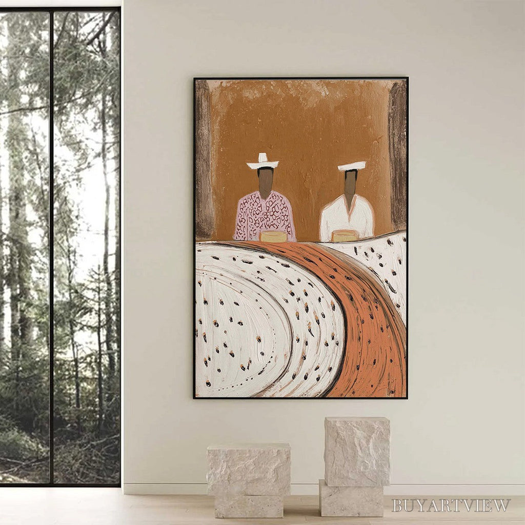 ARTOVITAS Kindred Spirits – Textured Wabi-Sabi Abstract Portrait Painting - image 6