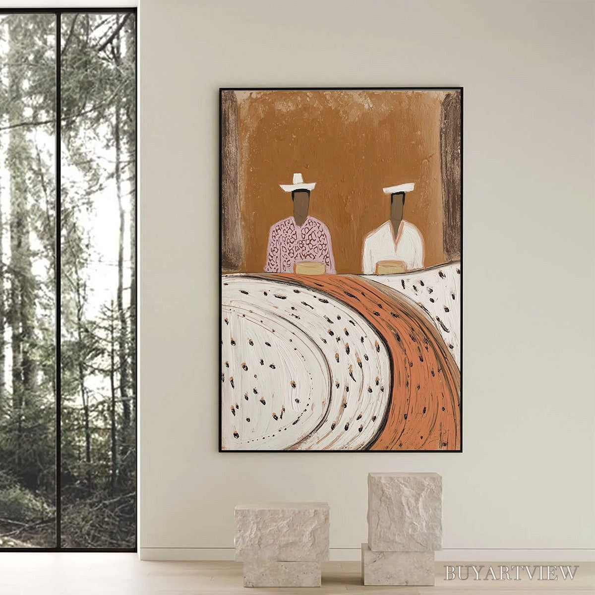 ARTOVITAS Kindred Spirits – Textured Wabi-Sabi Abstract Portrait Painting - image 6