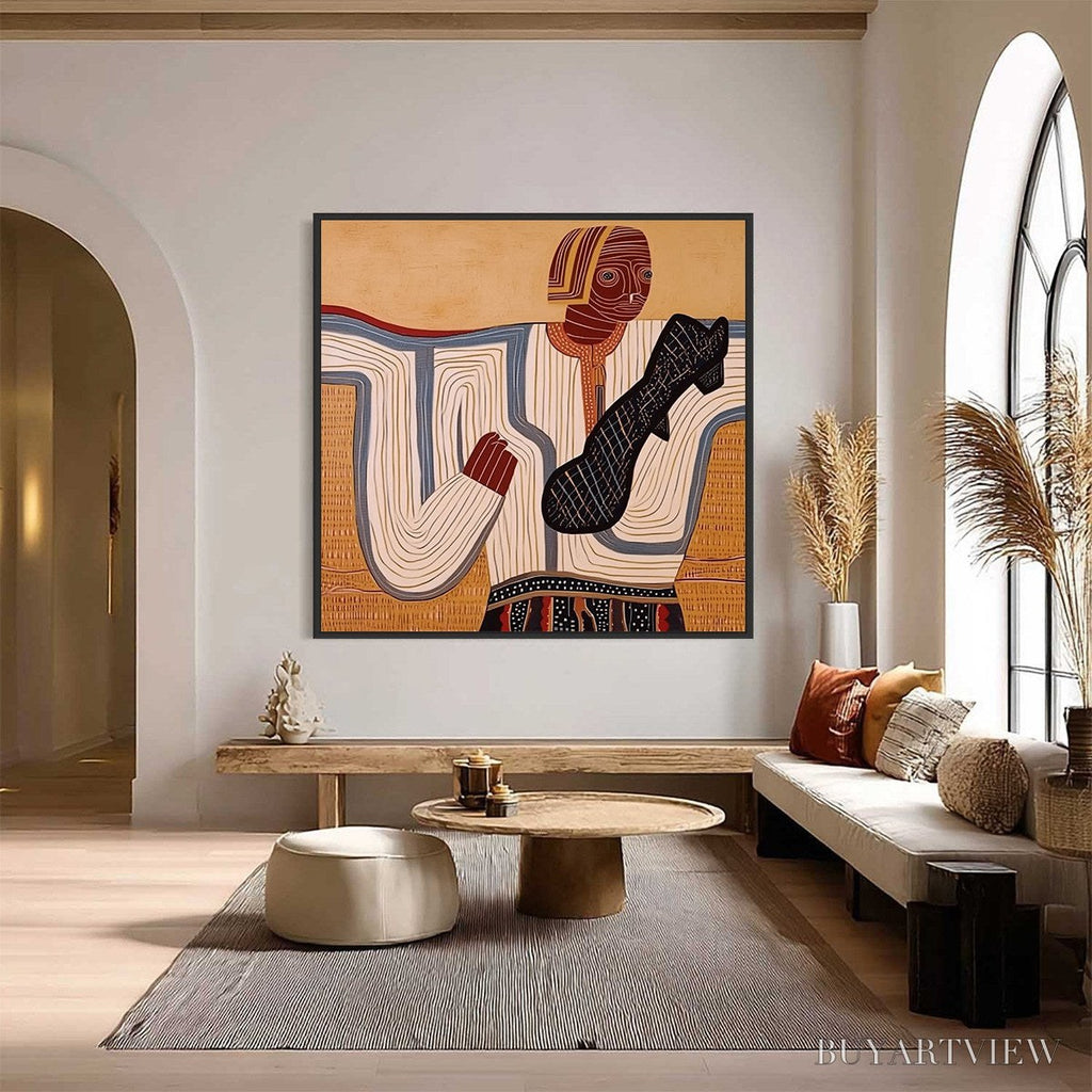 ARTOVITAS the Storyteller – Abstract Figurative Portrait Painting with Earth Tones - image 2