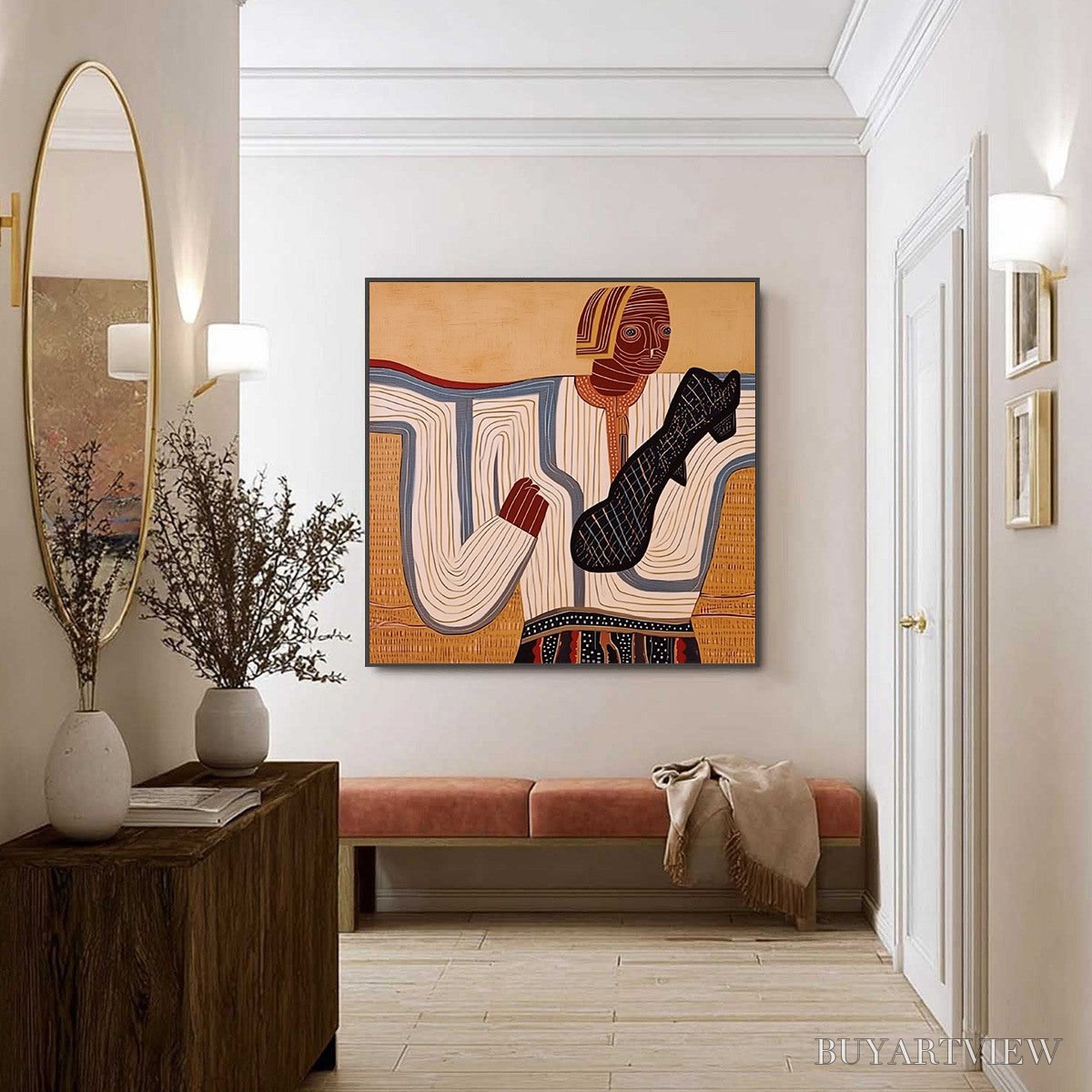 ARTOVITAS the Storyteller – Abstract Figurative Portrait Painting with Earth Tones - image 6