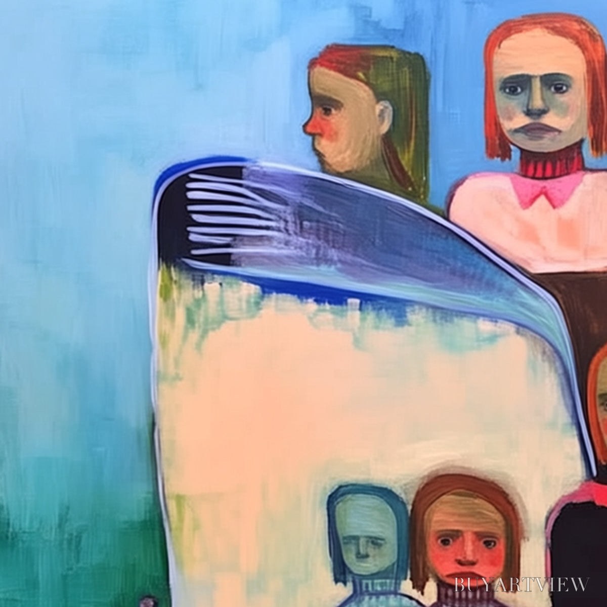 ARTOVITAS Shared Silence – Expressive Figurative Portrait Group Oil Painting - image 5