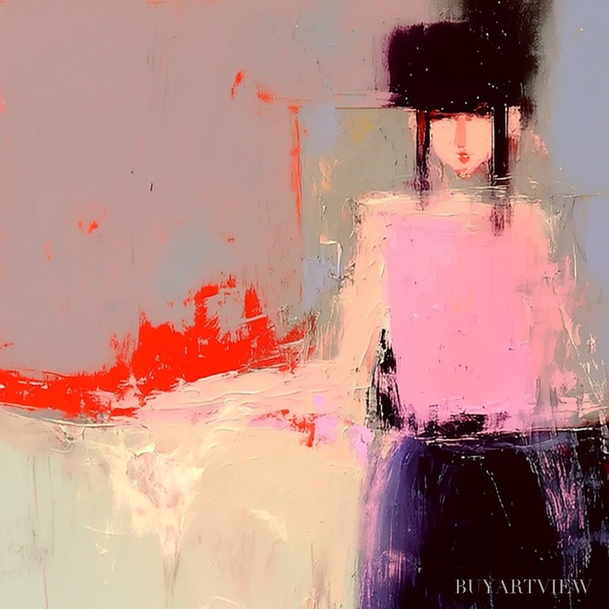 ARTOVITAS Urban Muse – Abstract Figurative Portrait Oil Painting - image 3