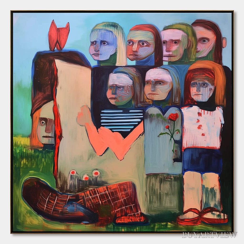 ARTOVITAS Kindred Spirits – Expressive Figurative Group Portrait Oil Painting - image 1