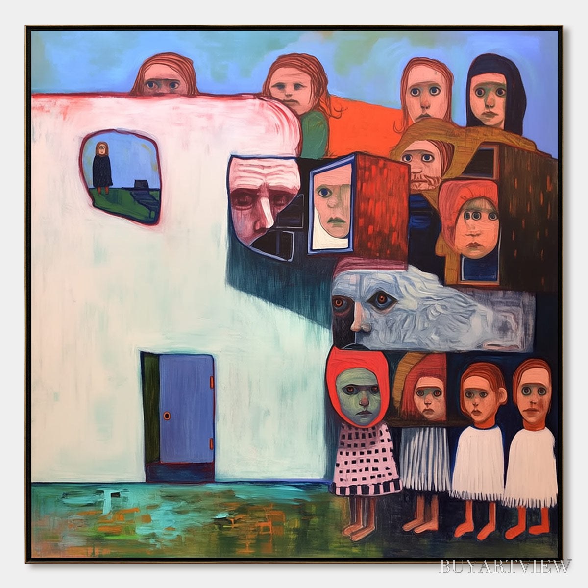 ARTOVITAS Community of Souls – Colorful Figurative Portrait Painting - image 1