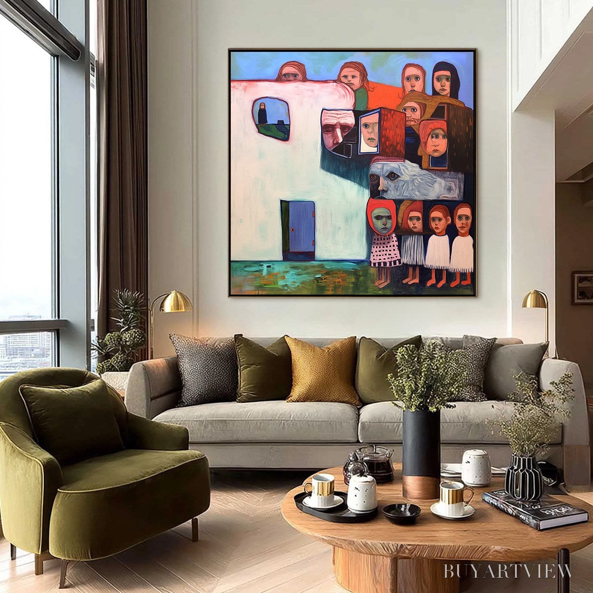 ARTOVITAS Community of Souls – Colorful Figurative Portrait Painting - image 2