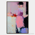 ARTOVITAS Enigma in Pink – Textured Abstract Portrait Painting of a Woman - image 1