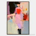 ARTOVITAS Enigma in Pink – Modern Abstract Figurative Portrait Painting - image 1