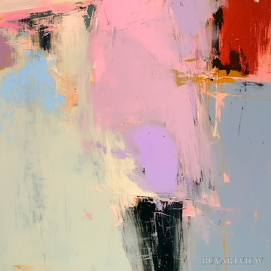 ARTOVITAS Enigma in Pink – Modern Abstract Figurative Portrait Painting - image 5