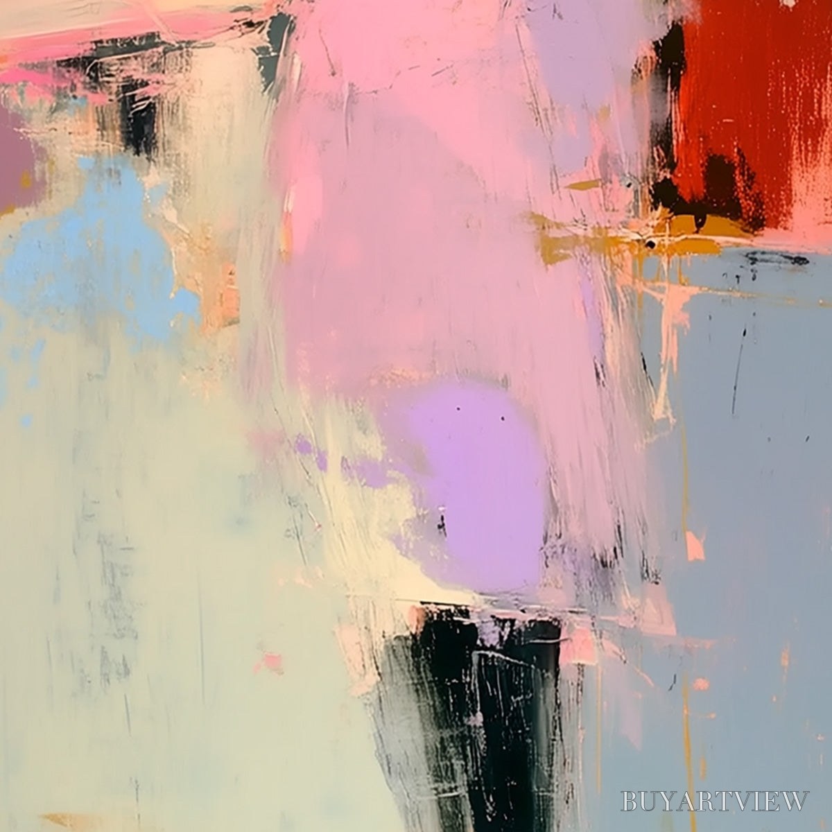 ARTOVITAS Enigma in Pink – Modern Abstract Figurative Portrait Painting - image 5