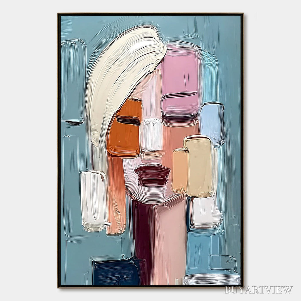 ARTOVITAS Composure – Textured Abstract Figurative Oil Painting - image 1