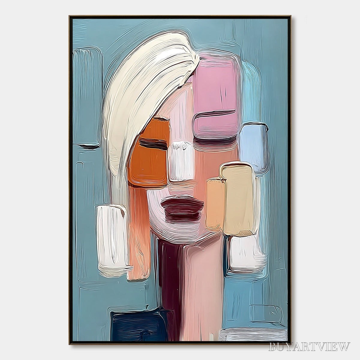 ARTOVITAS Composure – Textured Abstract Figurative Oil Painting - image 1