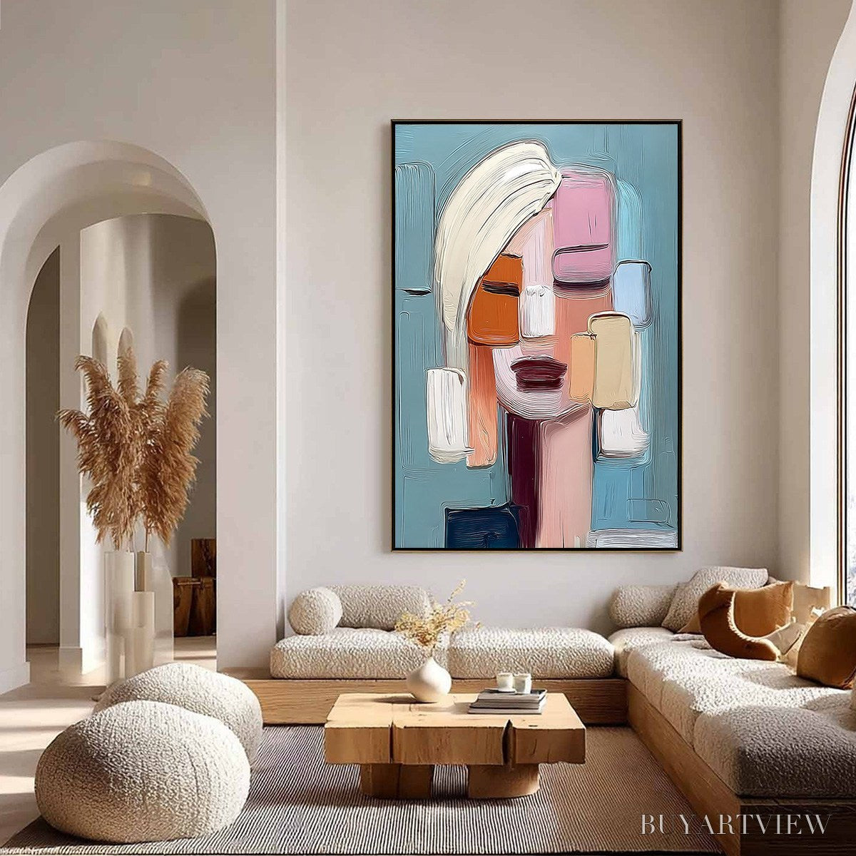 ARTOVITAS Composure – Textured Abstract Figurative Oil Painting - image 4
