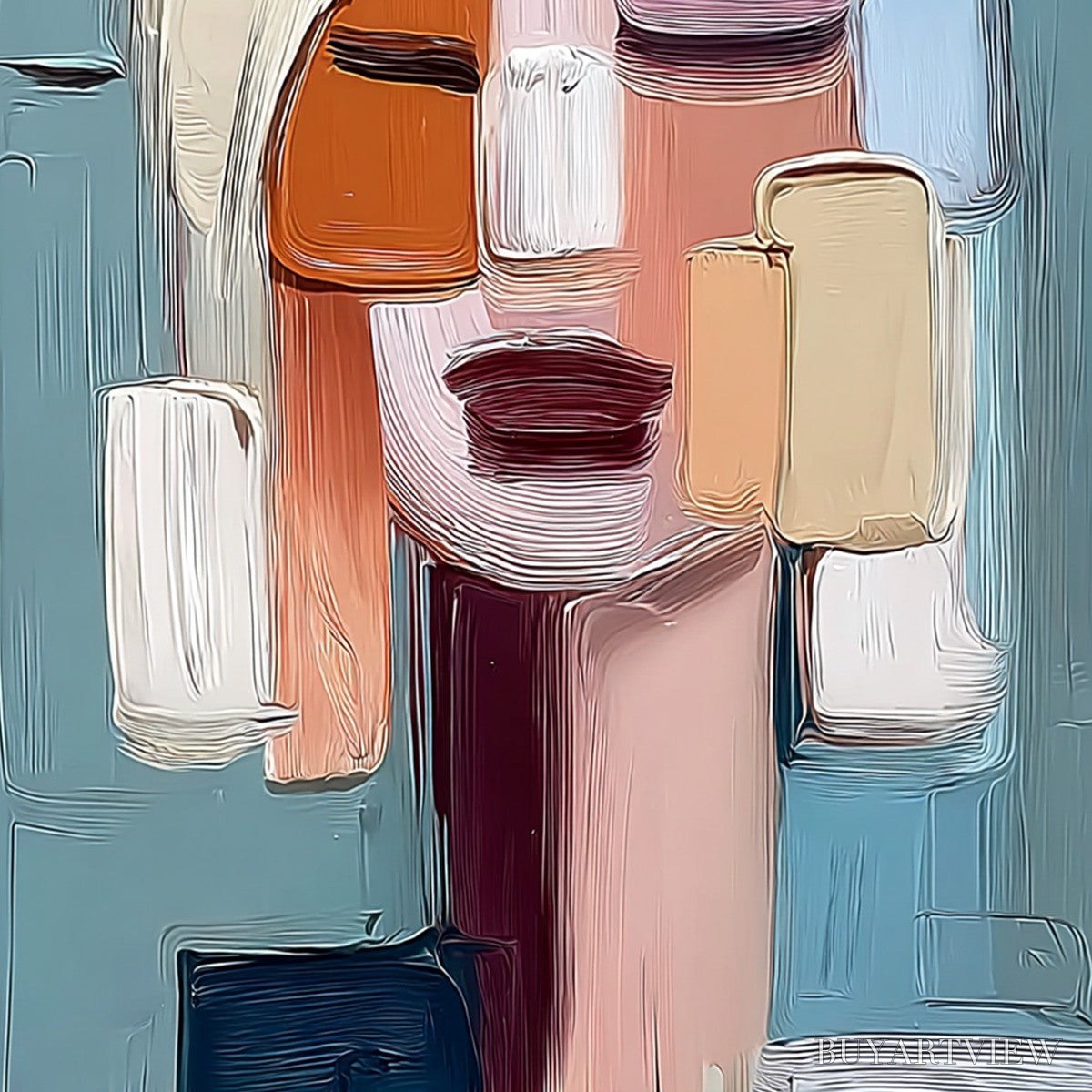 ARTOVITAS Composure – Textured Abstract Figurative Oil Painting - image 5