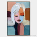 ARTOVITAS Quiet Contemplation – Textured Abstract Portrait Oil Painting - image 1