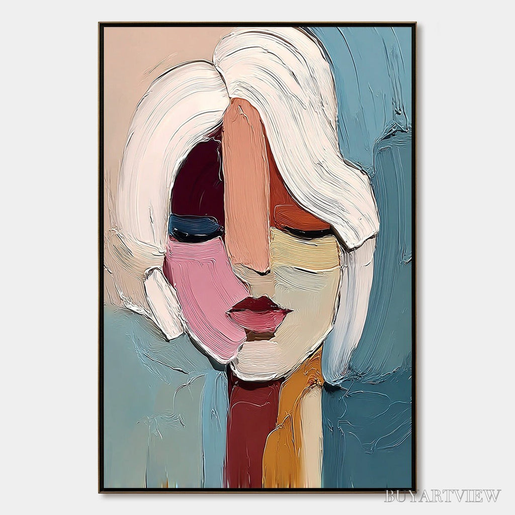 ARTOVITAS Fragmented Gaze – Textured Abstract Portrait Oil Painting for Modern Decor - image 1
