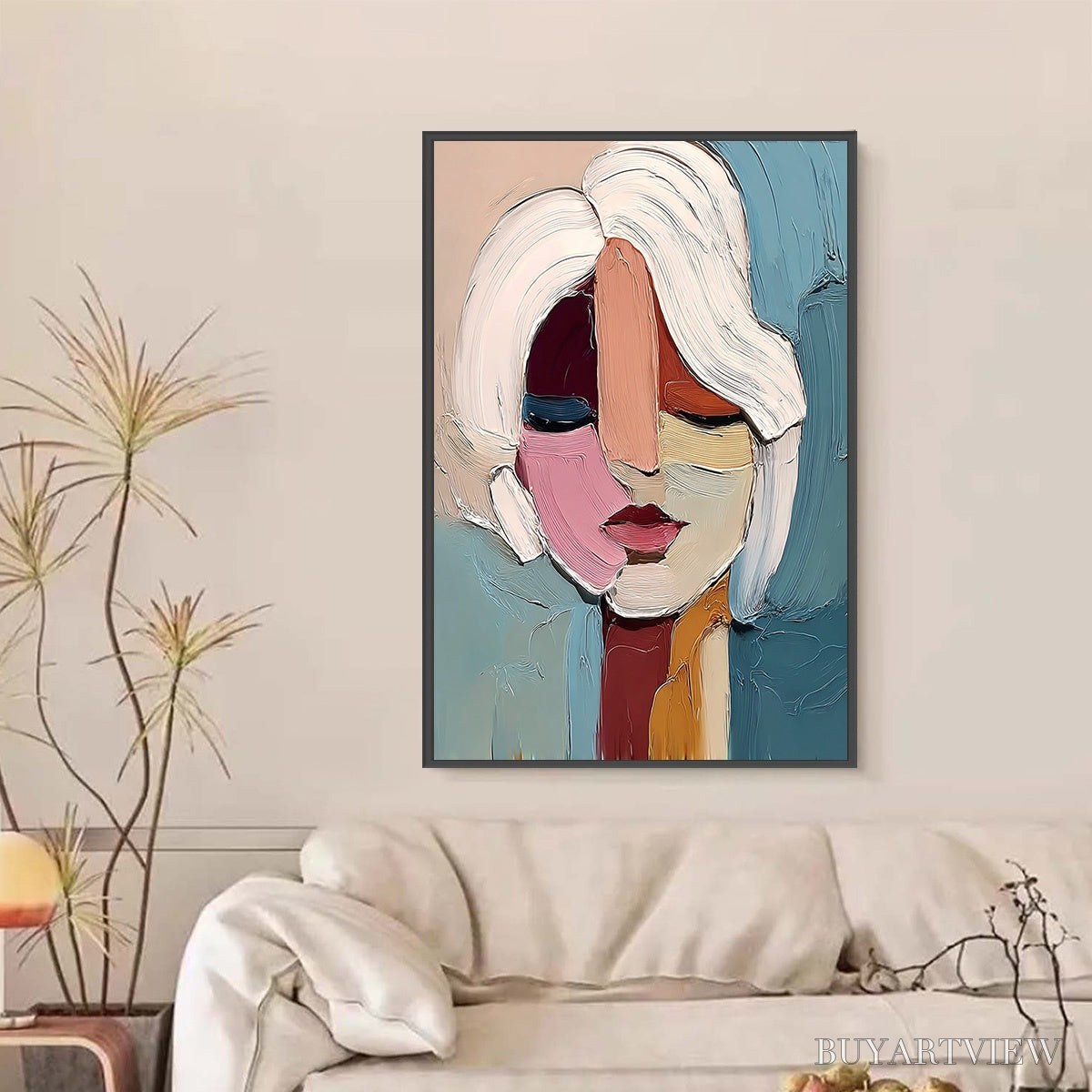 ARTOVITAS Fragmented Gaze – Textured Abstract Portrait Oil Painting for Modern Decor - image 2