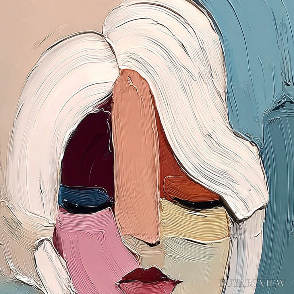 ARTOVITAS Fragmented Gaze – Textured Abstract Portrait Oil Painting for Modern Decor - image 3