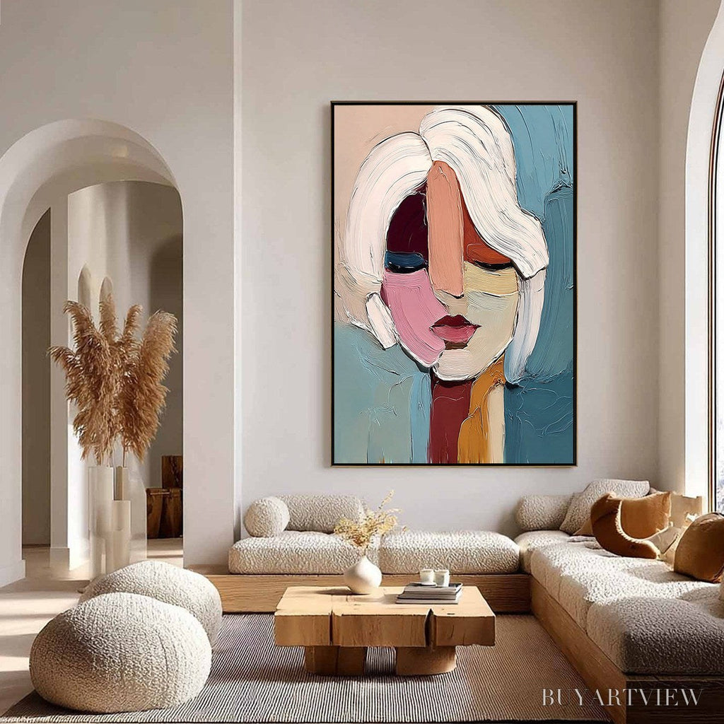 ARTOVITAS Fragmented Gaze – Textured Abstract Portrait Oil Painting for Modern Decor - image 4