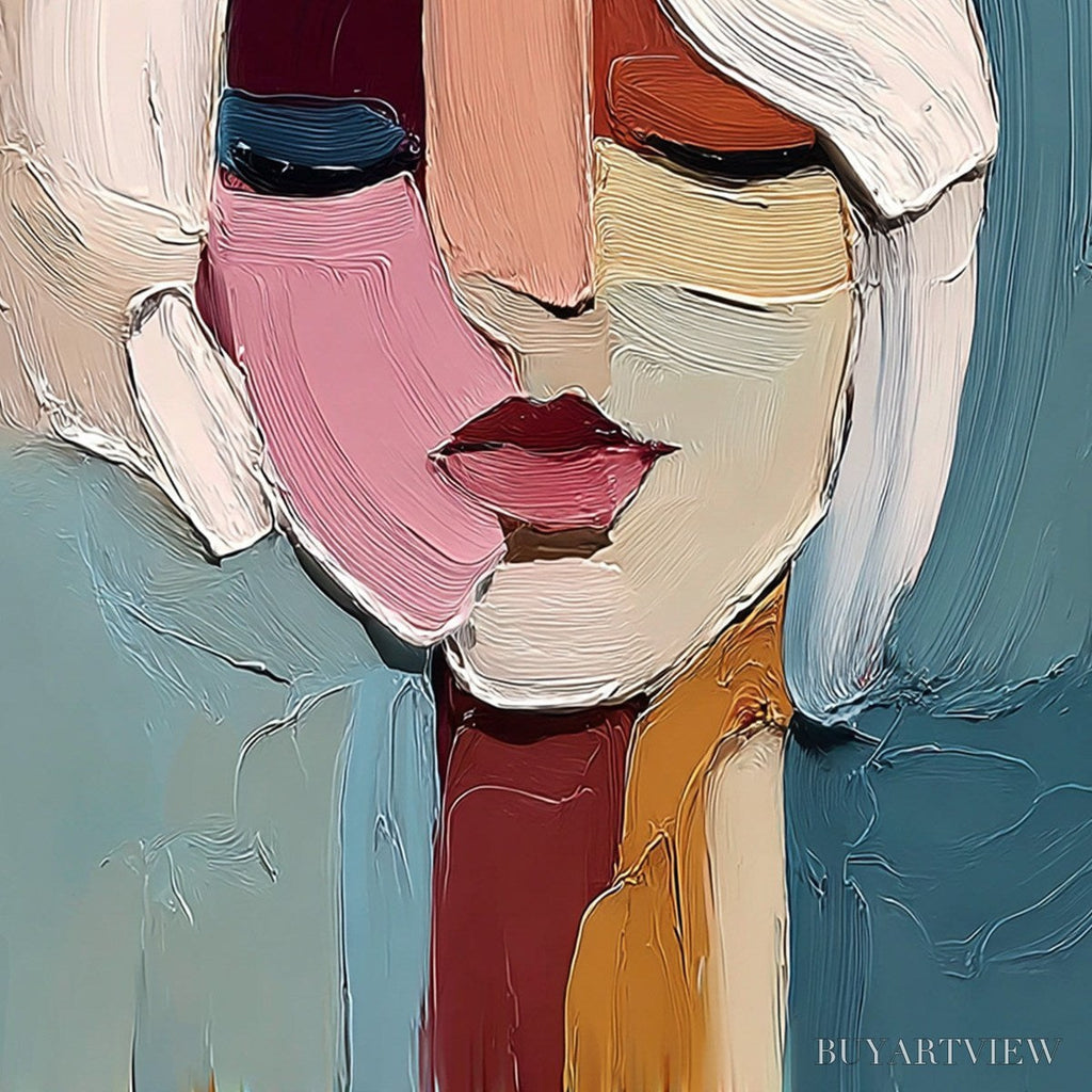 ARTOVITAS Fragmented Gaze – Textured Abstract Portrait Oil Painting for Modern Decor - image 5