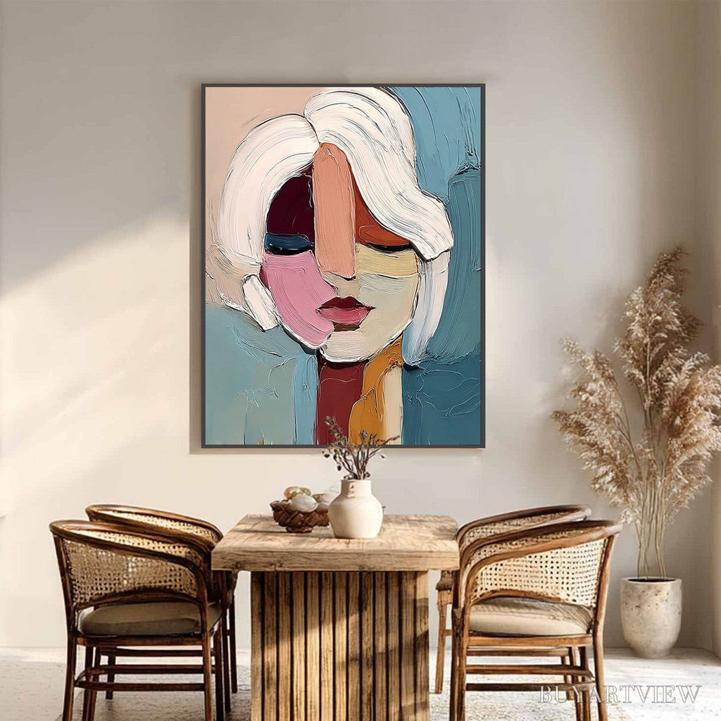 ARTOVITAS Fragmented Gaze – Textured Abstract Portrait Oil Painting for Modern Decor - image 6
