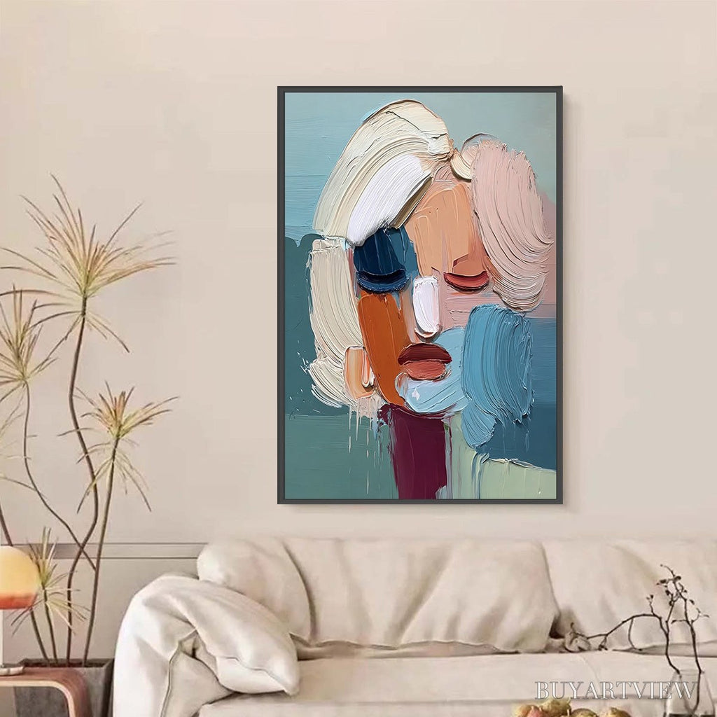 ARTOVITAS Visage Abstract Portrait | Thick Texture Impasto Oil Painting - image 2