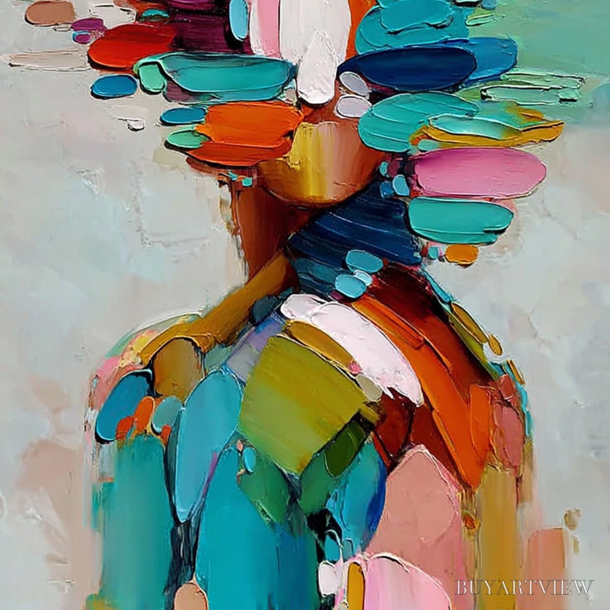 ARTOVITAS Kaleidoscope Soul – Colorful Abstract Portrait Impasto Style - image 5
