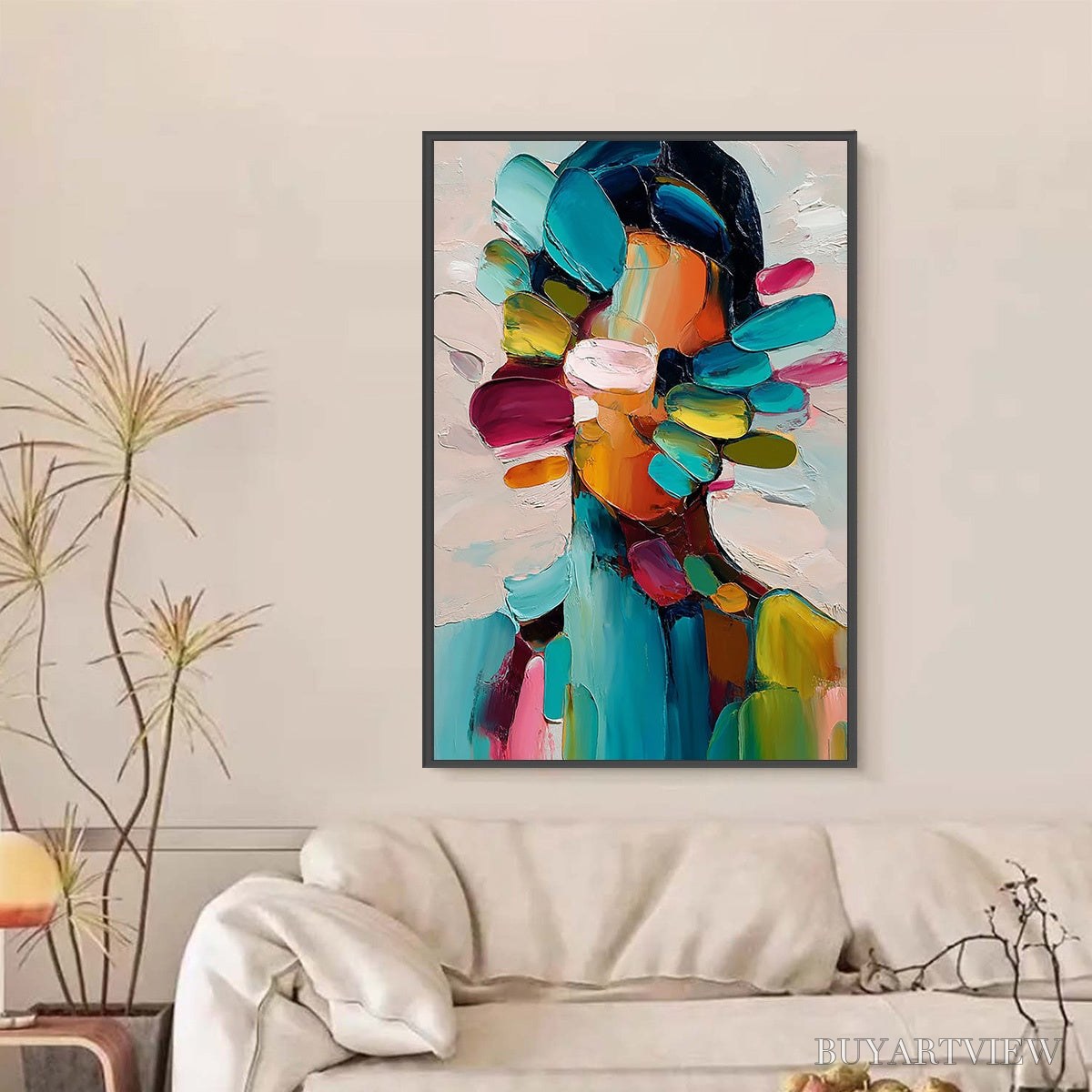 ARTOVITAS Persona in Bloom – Colorful Abstract Portrait Impasto Oil Painting - image 2