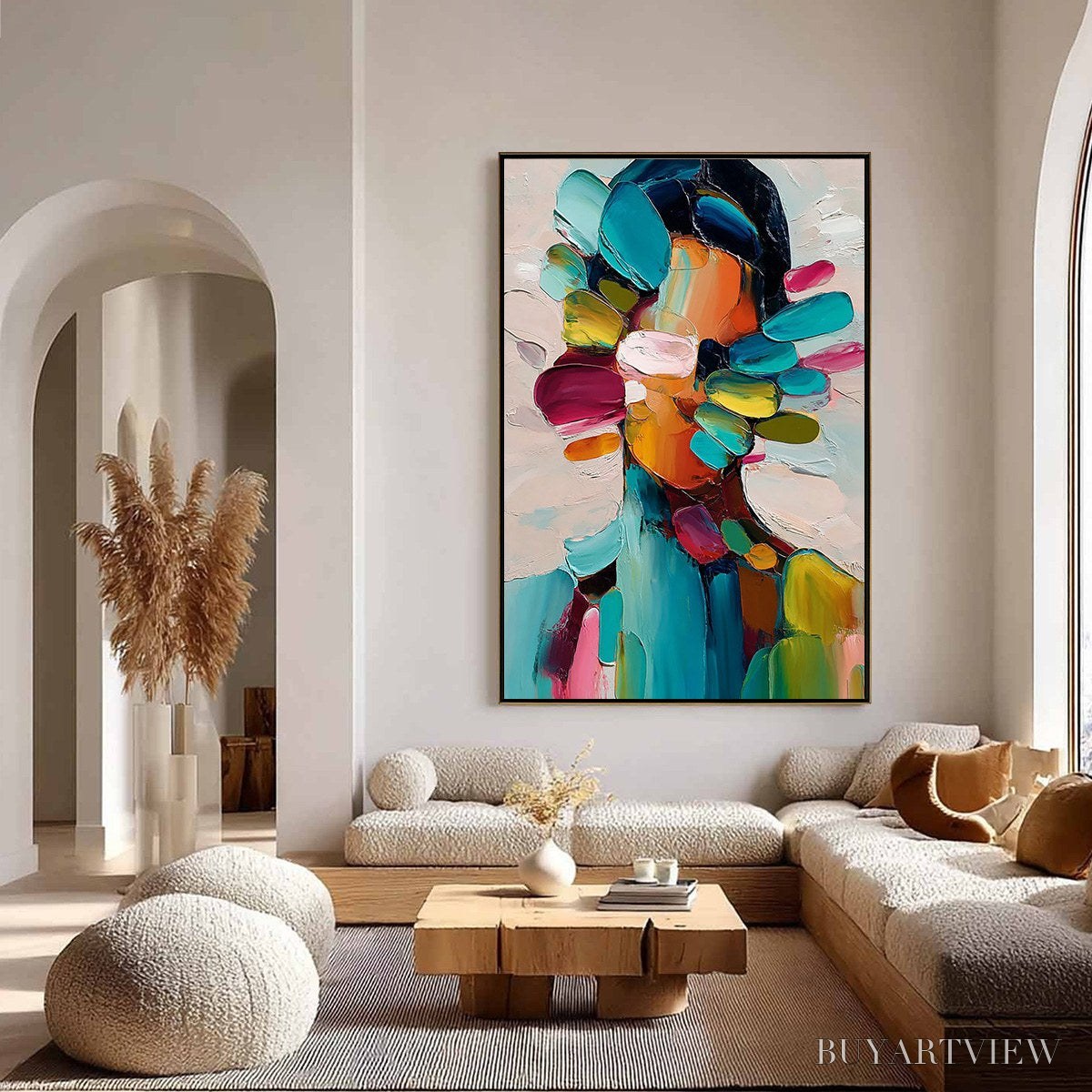 ARTOVITAS Persona in Bloom – Colorful Abstract Portrait Impasto Oil Painting - image 4